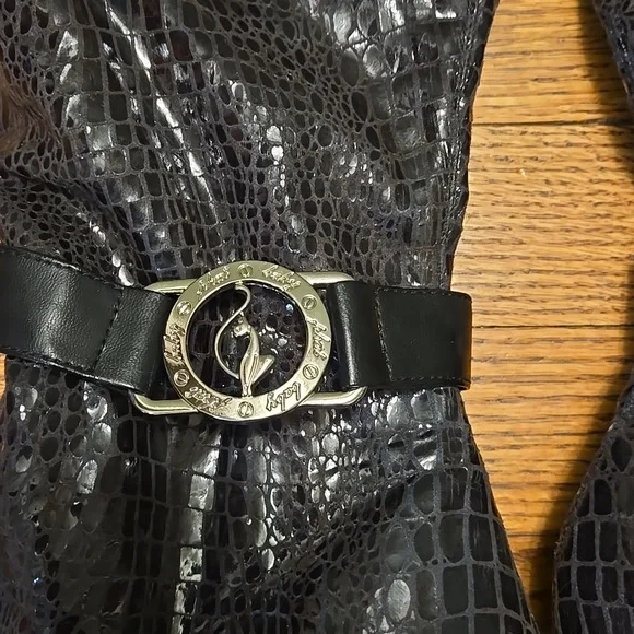 Vintage Baby Phat Croc-Embossed Black Patent Knee-High Boots size 10.5 - Picture 2 of 9